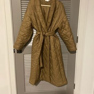 Mango belt quilted coat